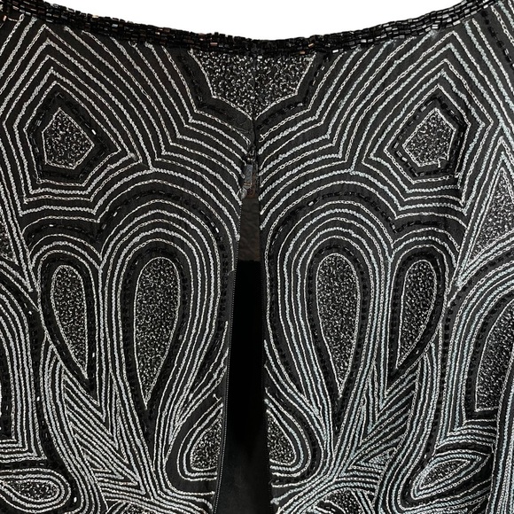 PAPELL Boutique Evening Formal Beaded Blouse Black Silver Cocktail Party - Picture 9 of 11